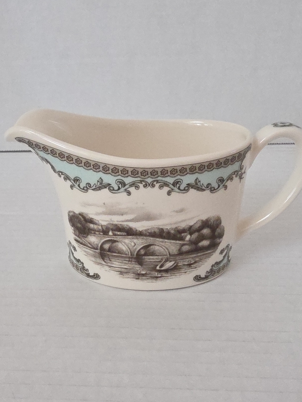 Johnson Brothers Vintage Discontinued River Scene Covered Bridge Swan Creamer